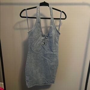 Stylish Denim Halter Dress